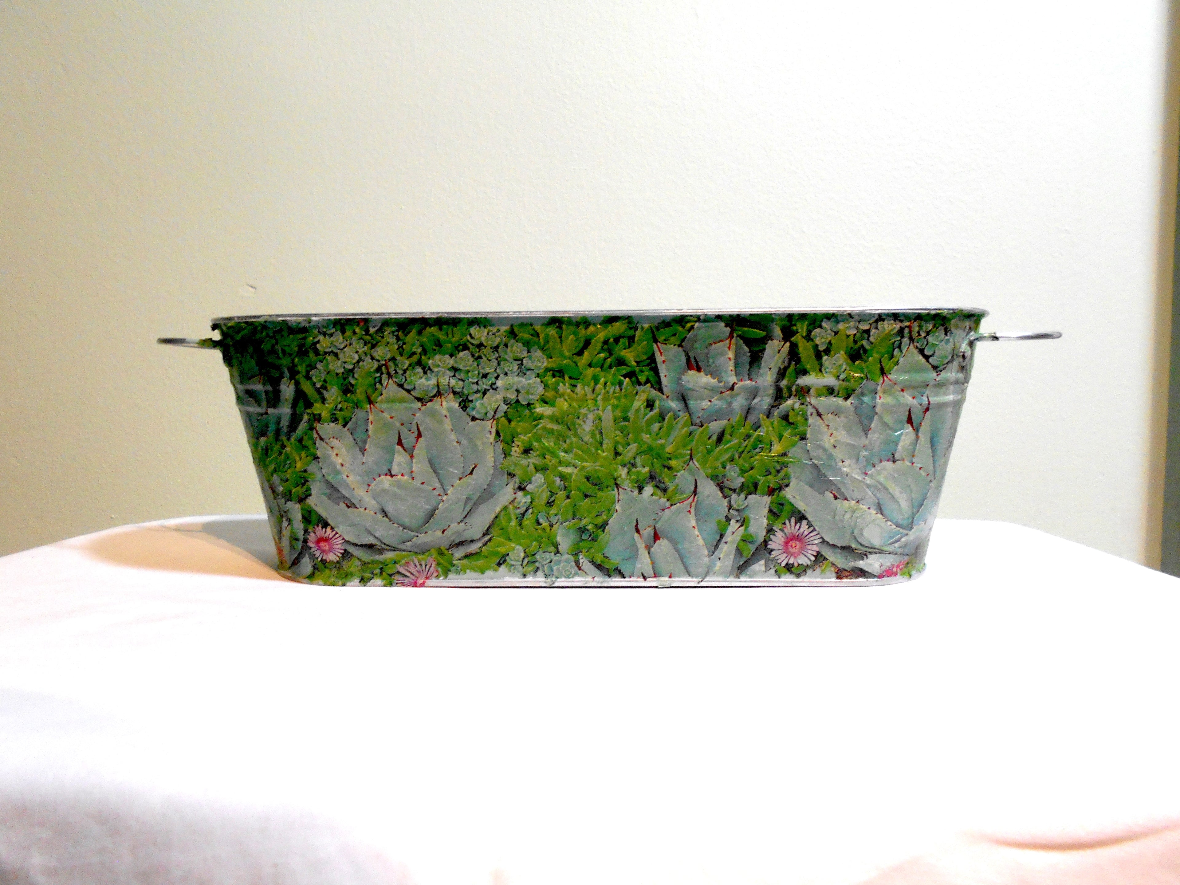 succulent metal planter green front shot cottage core home decor vintage floral mothers day birthday