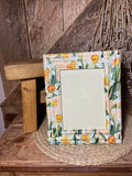 front shot daffodil yellow orange white photo frame cottage core home decor vintage floral mothers day birthday