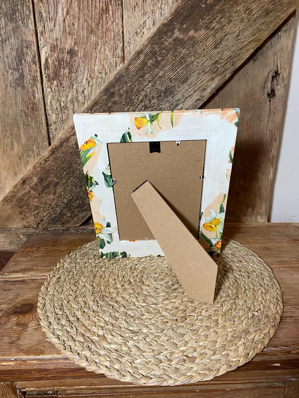 back shot daffodil photo frame orange cottage core home decor vintage floral mothers day birthday