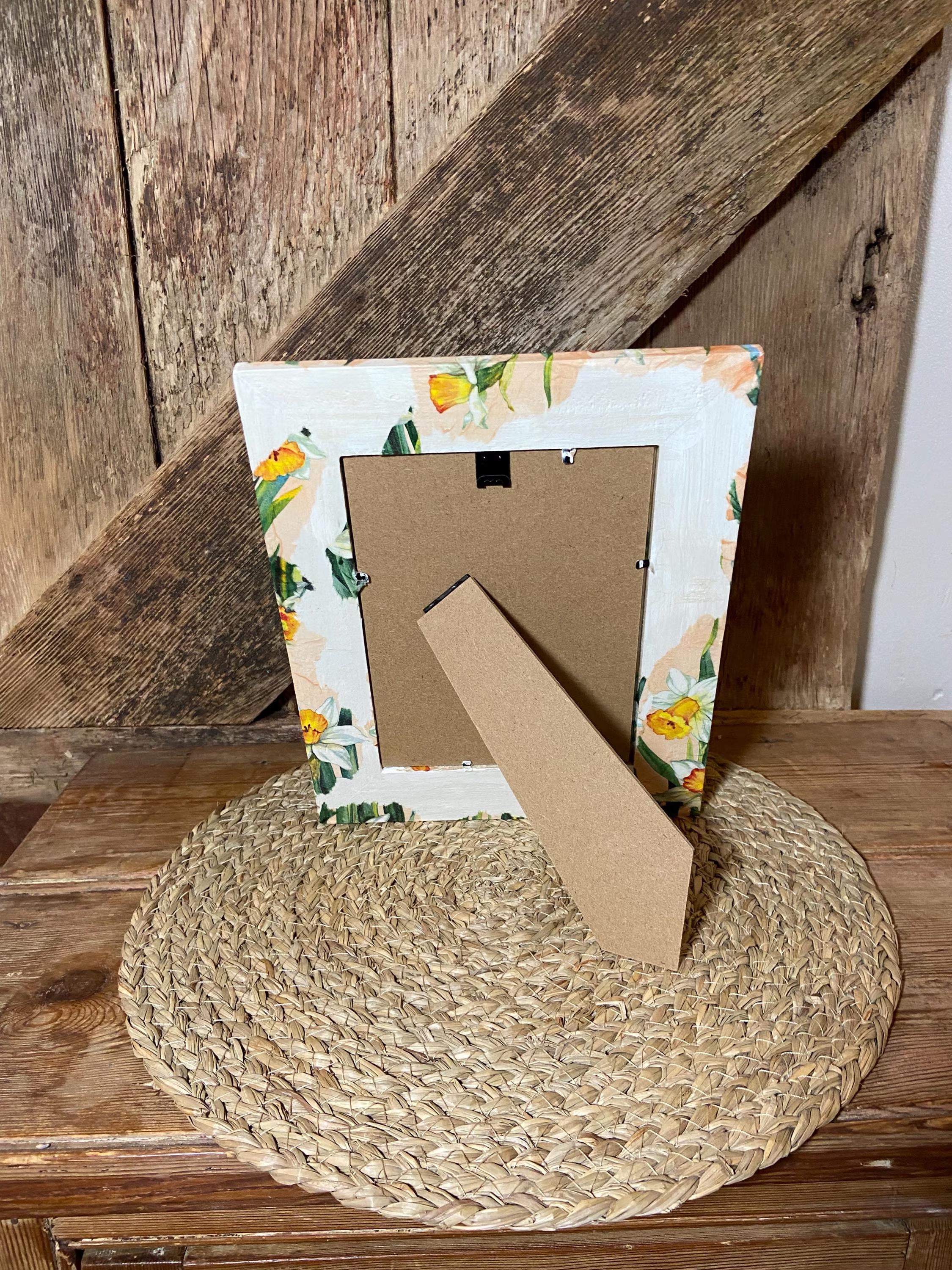 back shot daffodil photo frame orange cottage core home decor vintage floral mothers day birthday