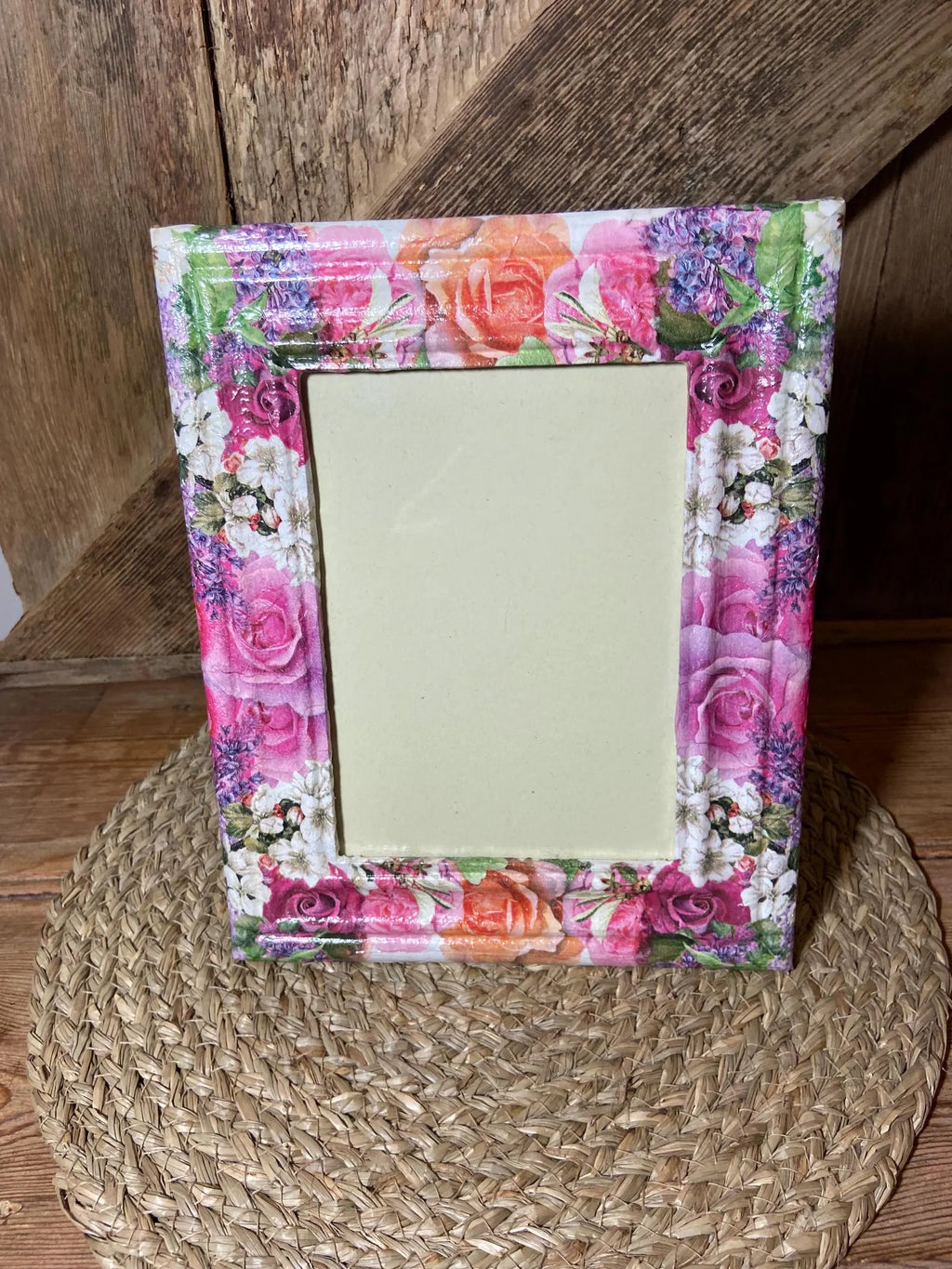 front shot roses photo frame pink orange cottage core home decor vintage floral mothers day birthday