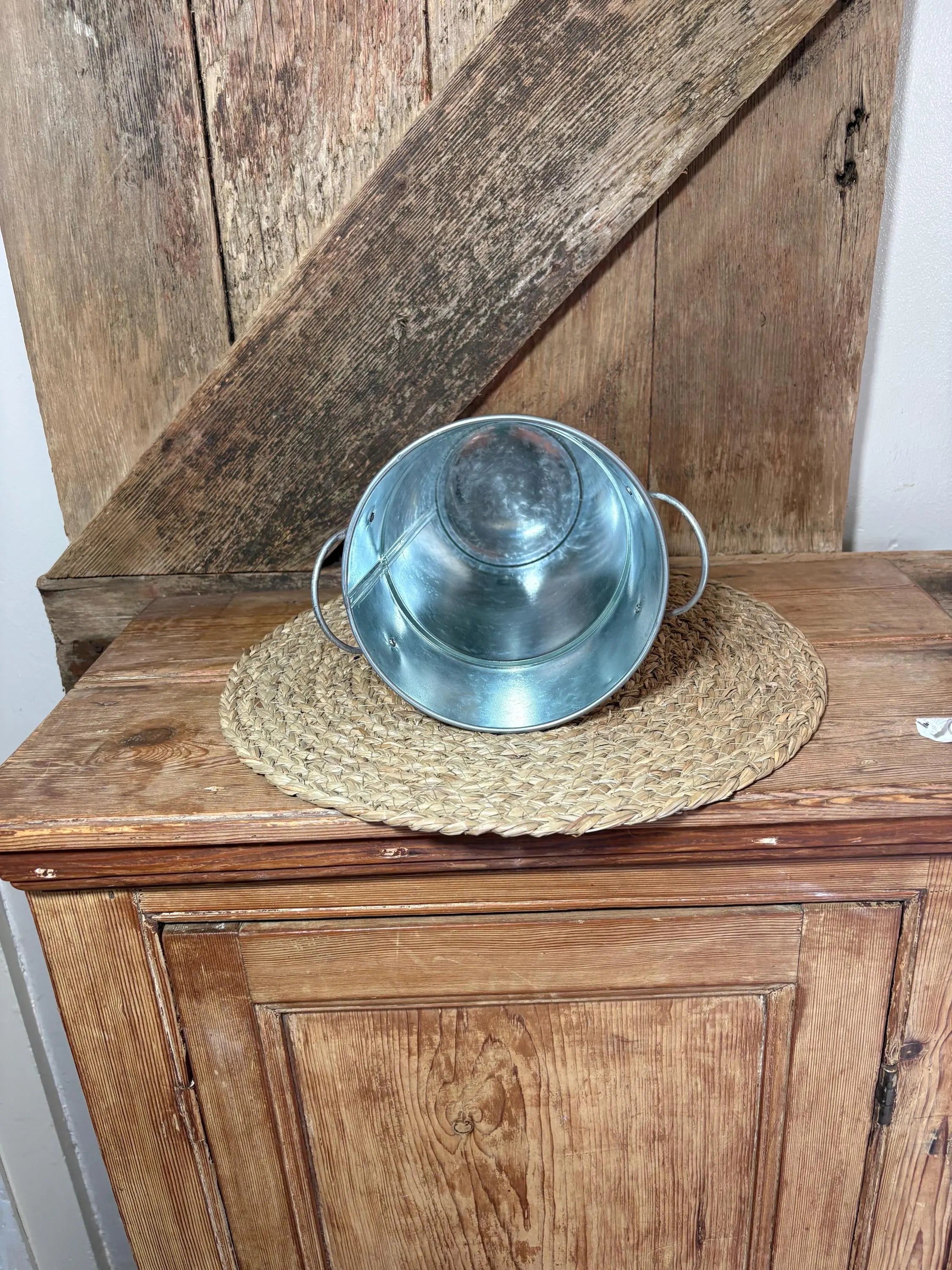 inside shot tall metal poppy planter white red home decor vintage floral cottage core birthday wedding